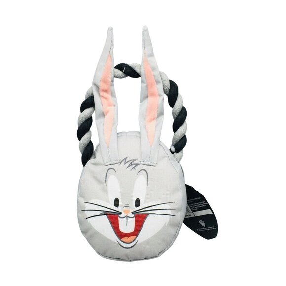 Warner Brothers Bugs Bunny Character Head Dog Toy with Rope Squeaker - Picture 1 of 6